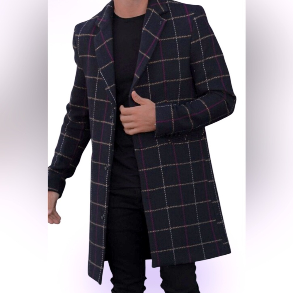DISTRETT Made in Italy Vintage style men’s plaid wool coat Sz XL